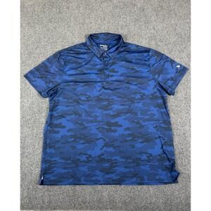 Birdie Bound Golf Polo Shirt Mens 2XL Blue Camo Short Sleeve Performance